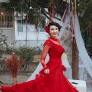 Red party wear dress for women stylish design